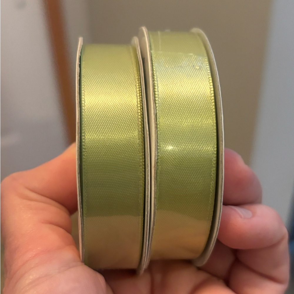 2 spools 10 yards each 5-8” Green Ribbon